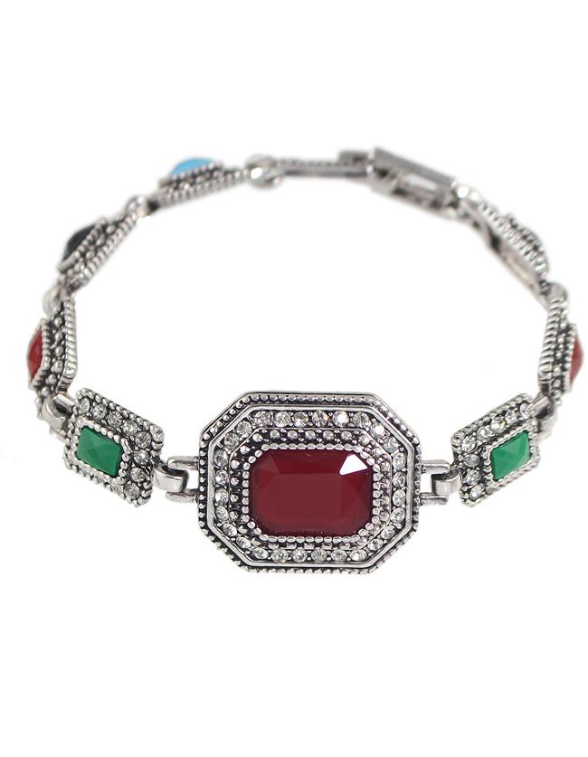 Romwe Atsilver Rhinestone Custom Bracelet