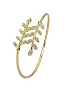 Romwe Gold Rhinestone Leaf Shape Adjustable Bracelet