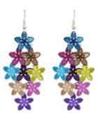 Romwe Colorful Metal Flower Shape Fancy Earrings