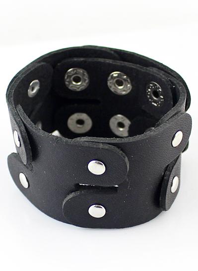 Romwe Black Buttons Leather Bracelet