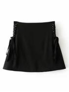 Romwe Lace Up Side Skirt