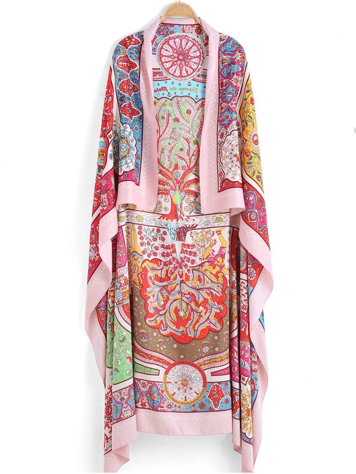 Romwe Florals Pink Scarf