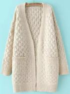 Romwe Cable Knit Long Apricot Coat