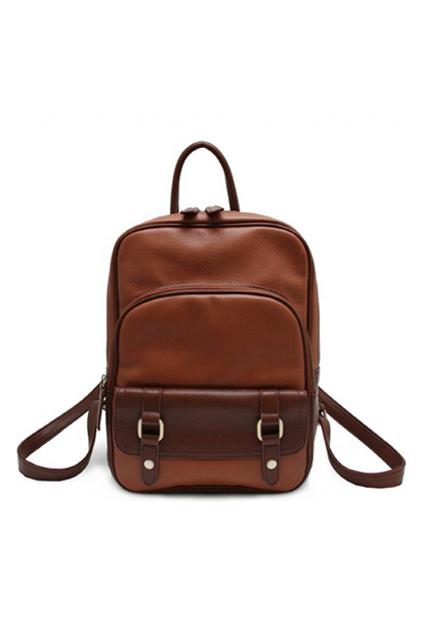 Romwe Retro Color Block Shoulders Dark Brown Bag