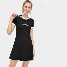Romwe Letter Embroidery Dress