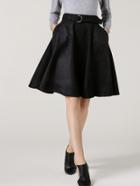 Romwe Belt Suede A-line Black Skirt