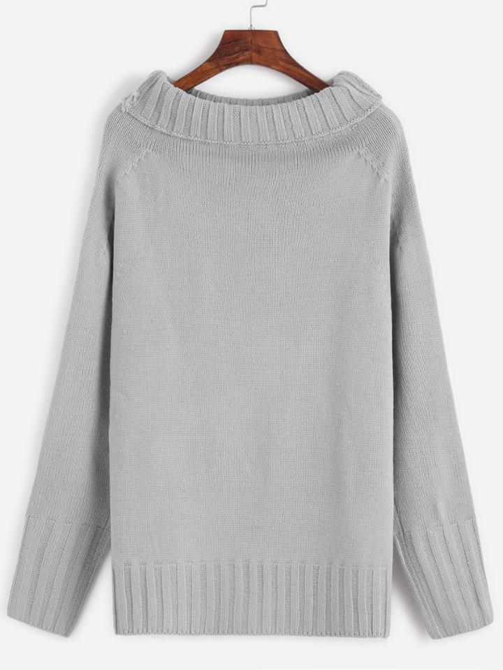 Romwe Grey Turtleneck Long Sleeve Knit Sweater