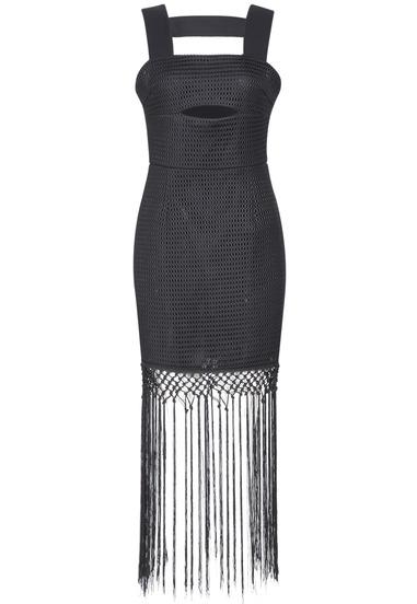 Romwe Tassel Hollow Bodycon Dress