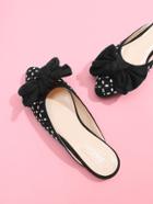 Romwe Bow Decorated Flat Mules With Rhinestone