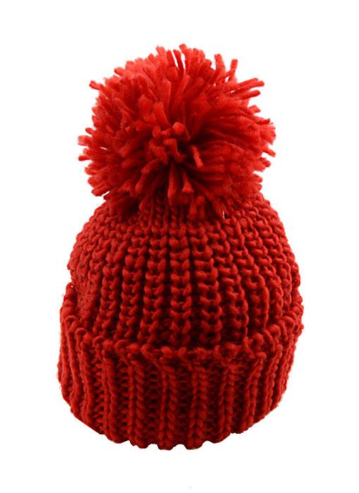 Romwe Pompom Embellished Knit Beanie-red