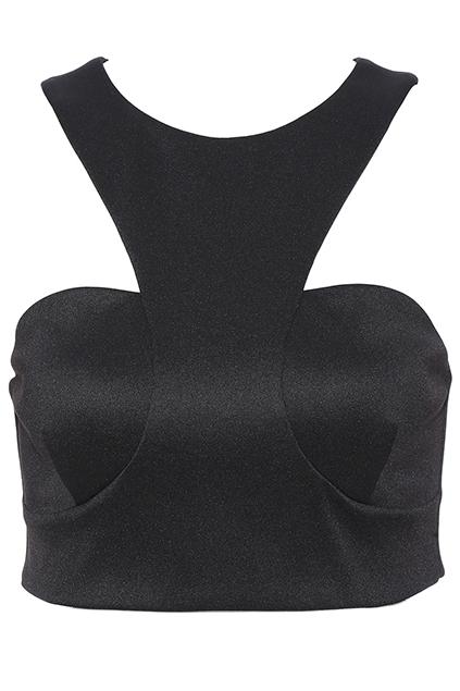 Romwe Black Sexy Cropped Top