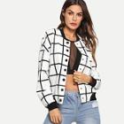 Romwe Button Up Grid Print Jacket