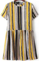 Romwe Short Sleeve Vertical Striped Yellow Dress