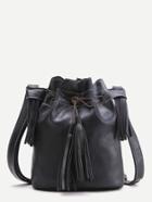 Romwe Black Tassel Detail Bucket Bag