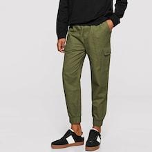 Romwe Guys Flap Pocket Side Elastic Hem Tapered Pants