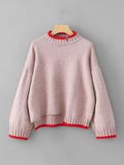 Romwe Contrast Trim Asymmetrical Sweater