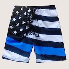 Romwe Guys Star White And Blue Drawstring Bermuda Shorts