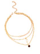 Romwe Sequin & Bar Pendant Layered Chain Necklace