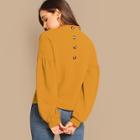 Romwe Button Back Balloon Sleeve Top