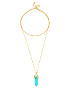 Romwe Contrast Turquoise Pendant Chain Necklace
