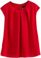 Romwe Round Neck Pleated Red Top