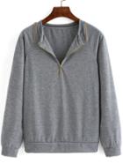 Romwe Raglan Sleeve Zipper Chain Embellished Sweatshirt