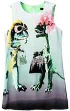Romwe Dinosaur Print Green Dress