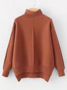 Romwe Turtleneck Dip Hem Oversized Sweater