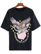 Romwe Eagle Print Black T-shirt
