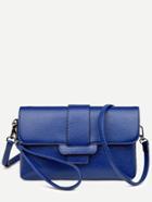 Romwe Blue Faux Leather Satchel Bag