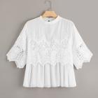 Romwe Plus Hollow Out Crochet Blouse