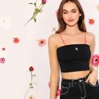 Romwe Floral Embroidery Crop Cami Top