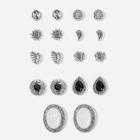 Romwe Leaf & Oval Gemstone Stud Earrings 9pairs