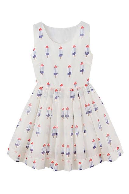 Romwe Popsicles Print Self-tie Sleeveless Dress