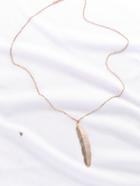 Romwe Gold Feather Pendant Chain Necklace