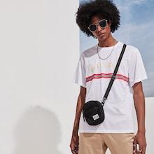 Romwe Guys Stripe & Letter Print Tee