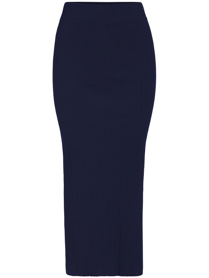 Romwe Knit Slit Skinny Long Skirt