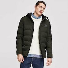 Romwe Men Pocket Detail Hooded Puffer Coat