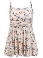 Romwe Spaghetti Strap Florals Ruched Chiffon Cami Top