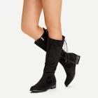 Romwe Lace-up Back Knee High Boots