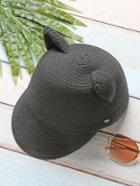 Romwe Black Cat Ear Design Straw Baseball Cap