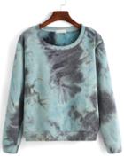 Romwe Round Neck Tie-dye Sweatshirt