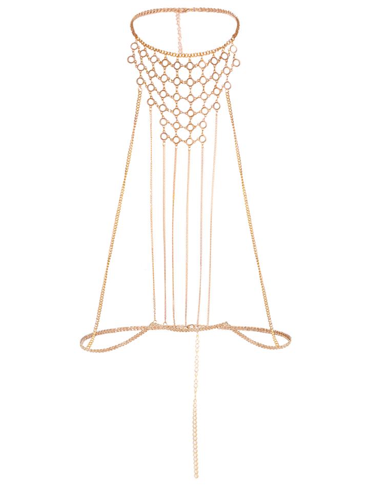 Romwe Ring Detail Choker Layered Body Harness