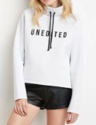 Romwe Black High Neck Drawstring Letter Print Sweatshirt