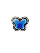 Romwe Blue Handmade Embroidery Butterfly Finger Ethnic Rings