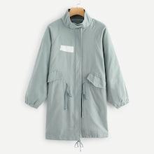 Romwe Drawstring Waist Stand Collar Outerwear