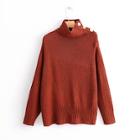 Romwe High Neck Button Detail Jumper