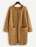 Romwe Raglan Sleeve Dual Pocket Cardigan