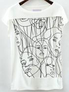 Romwe Abstract Print Chiffon T-shirt