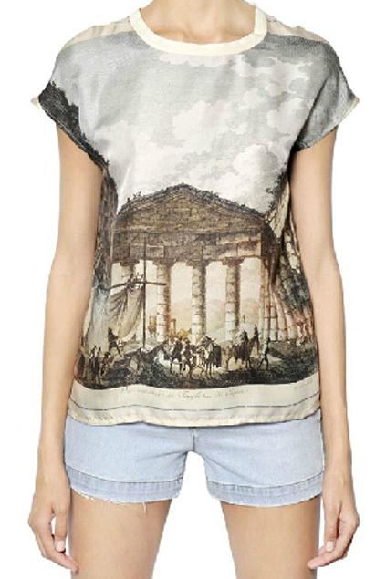 Romwe Romwe Ancient Temple Print T-shirt